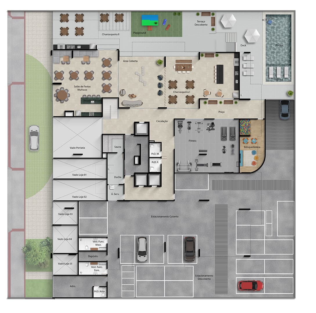 Pilotis e Área de Lazer